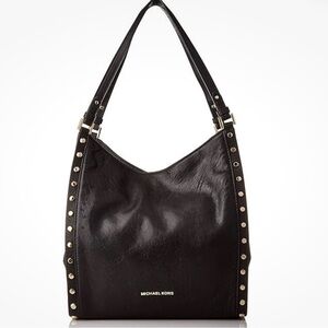 Michael Kors Black Studded Leather Hobo Bag